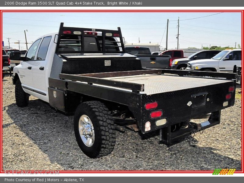 Bright White / Khaki 2006 Dodge Ram 3500 SLT Quad Cab 4x4 Stake Truck