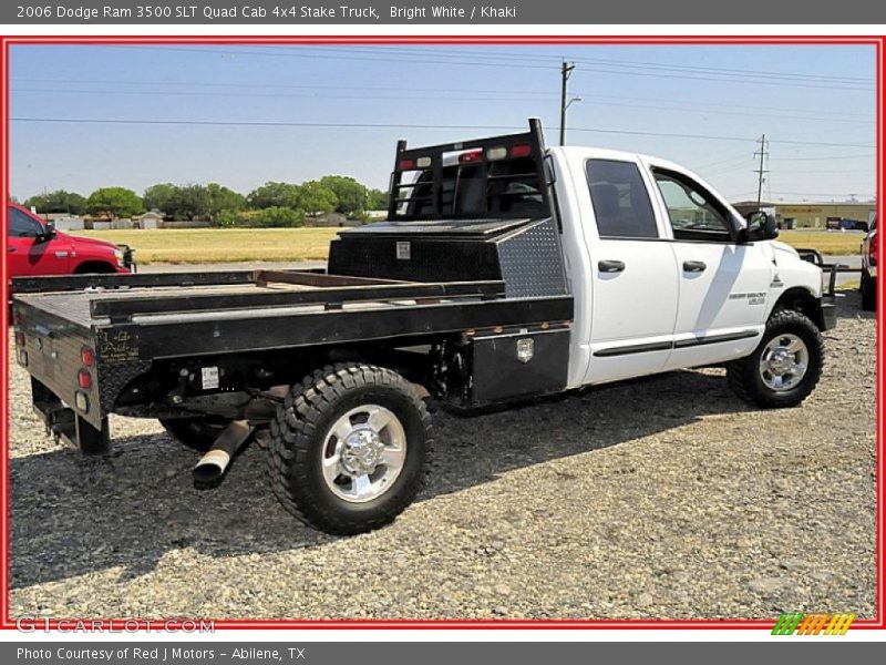 Bright White / Khaki 2006 Dodge Ram 3500 SLT Quad Cab 4x4 Stake Truck