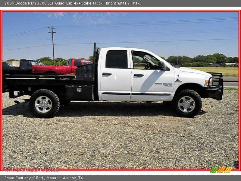 Bright White / Khaki 2006 Dodge Ram 3500 SLT Quad Cab 4x4 Stake Truck