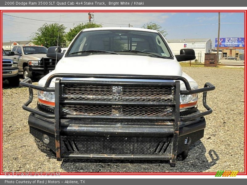 Bright White / Khaki 2006 Dodge Ram 3500 SLT Quad Cab 4x4 Stake Truck