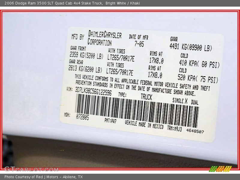 Bright White / Khaki 2006 Dodge Ram 3500 SLT Quad Cab 4x4 Stake Truck