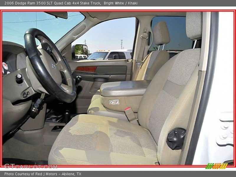 Bright White / Khaki 2006 Dodge Ram 3500 SLT Quad Cab 4x4 Stake Truck