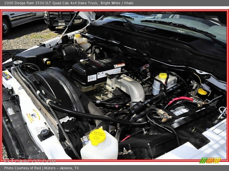 Bright White / Khaki 2006 Dodge Ram 3500 SLT Quad Cab 4x4 Stake Truck