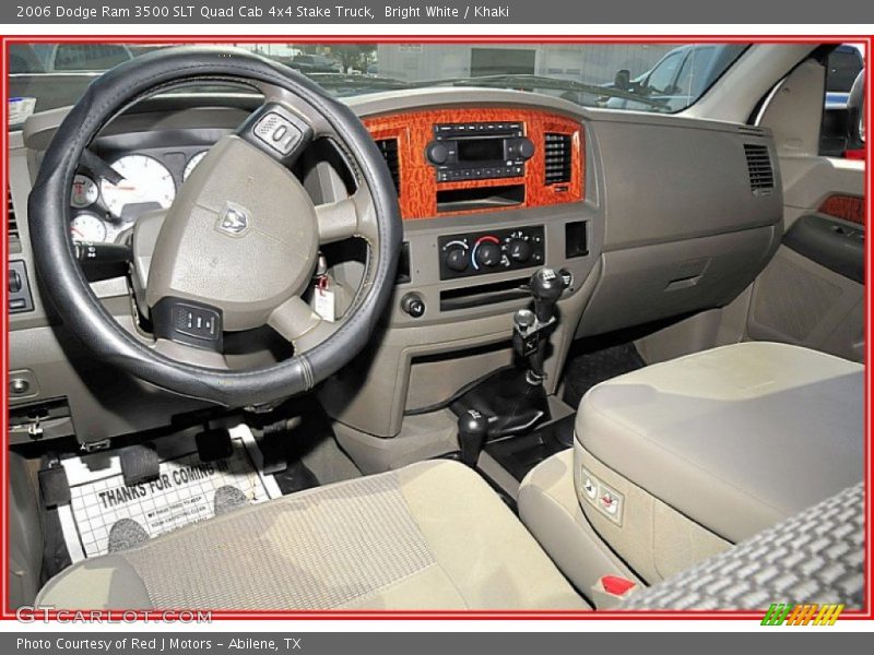 Bright White / Khaki 2006 Dodge Ram 3500 SLT Quad Cab 4x4 Stake Truck