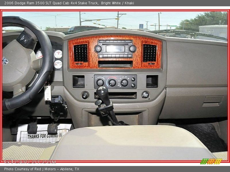 Bright White / Khaki 2006 Dodge Ram 3500 SLT Quad Cab 4x4 Stake Truck