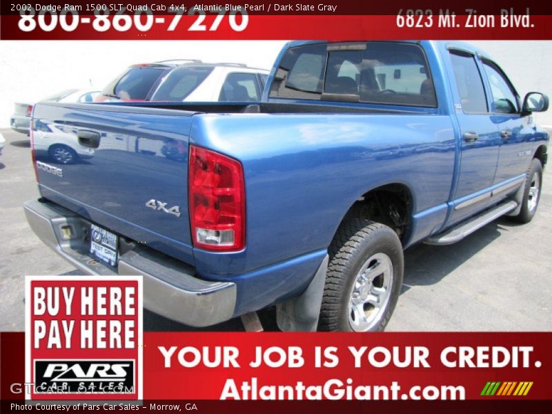 Atlantic Blue Pearl / Dark Slate Gray 2002 Dodge Ram 1500 SLT Quad Cab 4x4