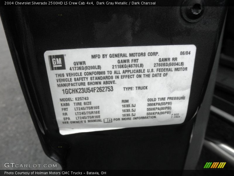 Dark Gray Metallic / Dark Charcoal 2004 Chevrolet Silverado 2500HD LS Crew Cab 4x4