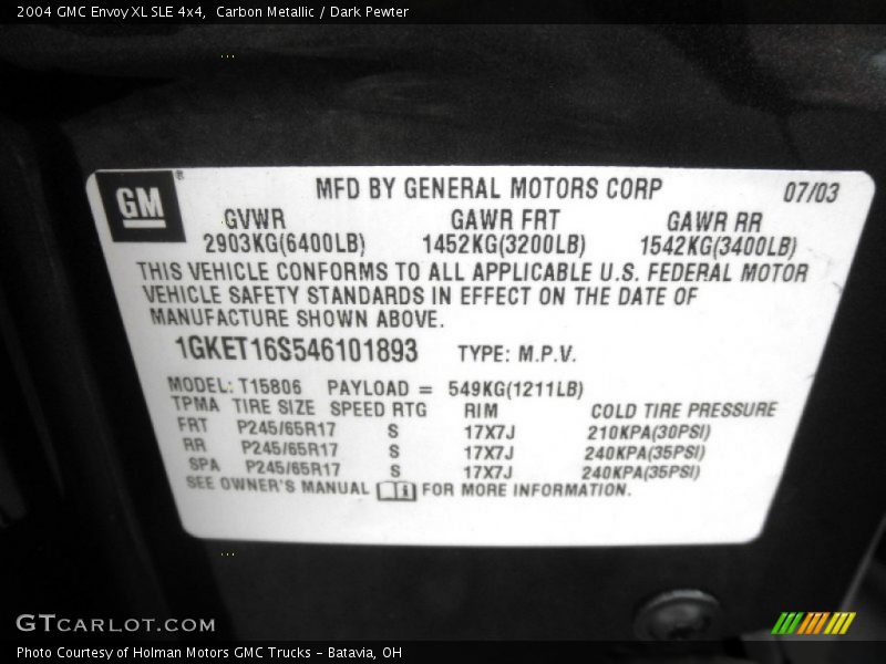 Carbon Metallic / Dark Pewter 2004 GMC Envoy XL SLE 4x4