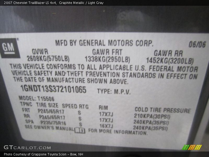 Graphite Metallic / Light Gray 2007 Chevrolet TrailBlazer LS 4x4