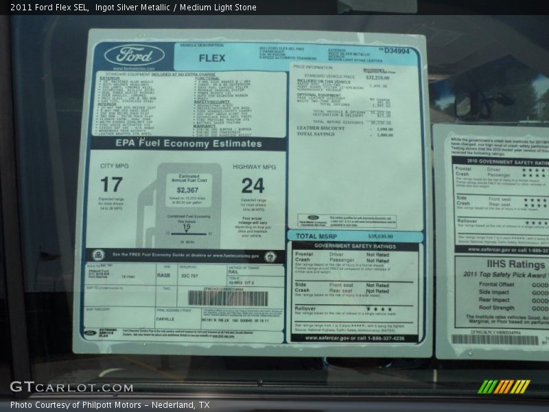 Ingot Silver Metallic / Medium Light Stone 2011 Ford Flex SEL
