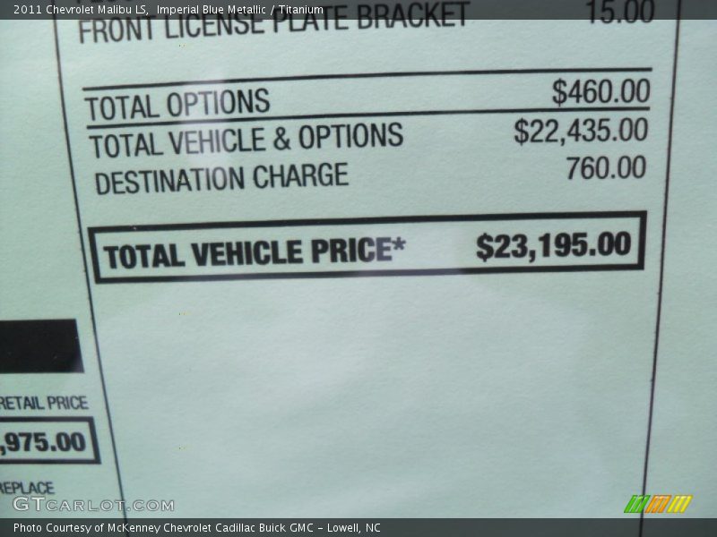 Imperial Blue Metallic / Titanium 2011 Chevrolet Malibu LS