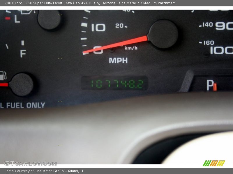 Arizona Beige Metallic / Medium Parchment 2004 Ford F350 Super Duty Lariat Crew Cab 4x4 Dually