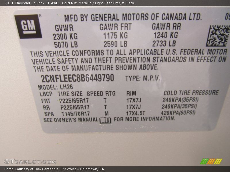 Gold Mist Metallic / Light Titanium/Jet Black 2011 Chevrolet Equinox LT AWD