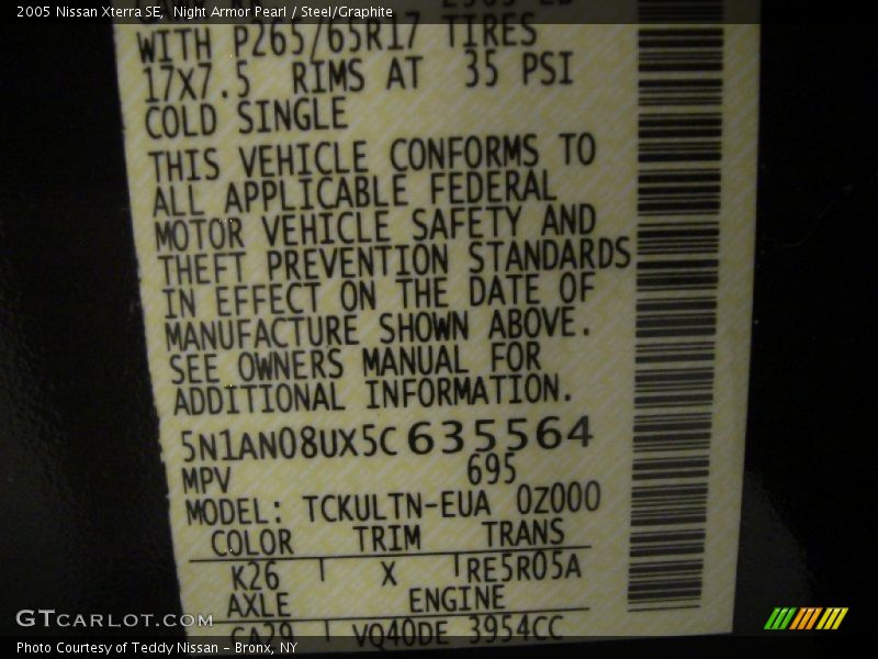 Night Armor Pearl / Steel/Graphite 2005 Nissan Xterra SE