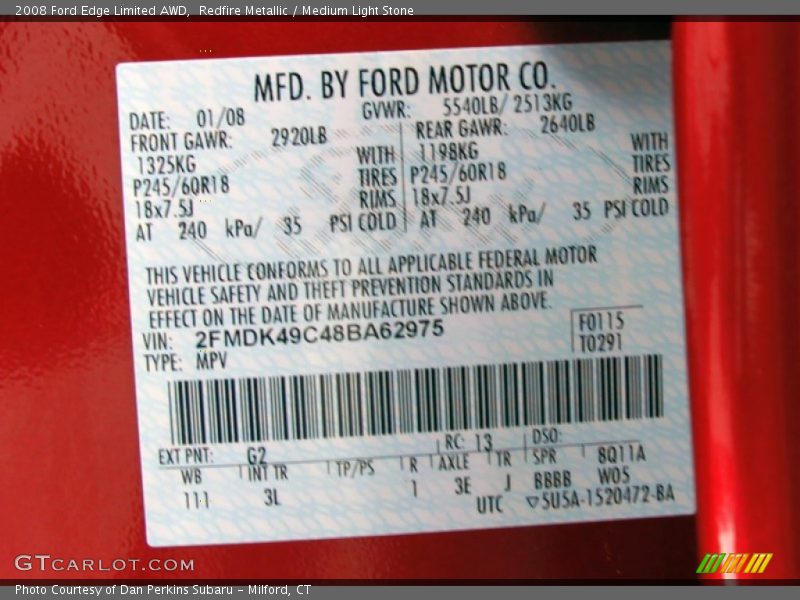 Redfire Metallic / Medium Light Stone 2008 Ford Edge Limited AWD
