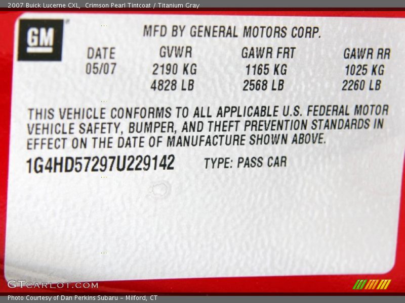 Crimson Pearl Tintcoat / Titanium Gray 2007 Buick Lucerne CXL