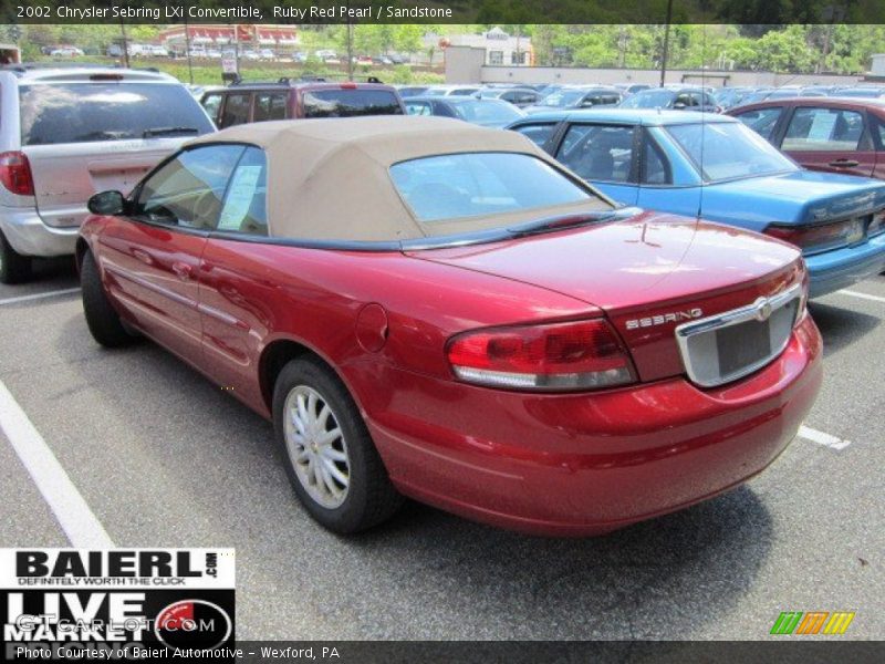 Ruby Red Pearl / Sandstone 2002 Chrysler Sebring LXi Convertible