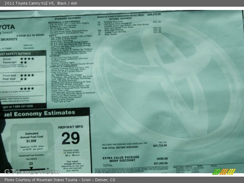 Black / Ash 2011 Toyota Camry XLE V6