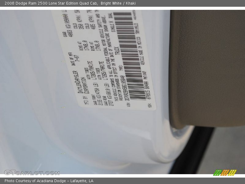 Bright White / Khaki 2008 Dodge Ram 2500 Lone Star Edition Quad Cab