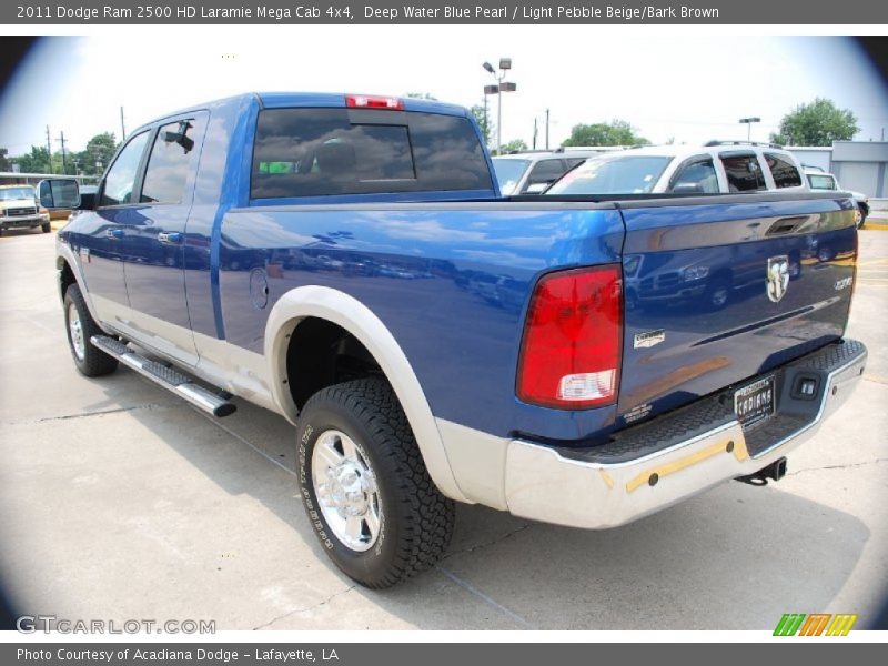 Deep Water Blue Pearl / Light Pebble Beige/Bark Brown 2011 Dodge Ram 2500 HD Laramie Mega Cab 4x4
