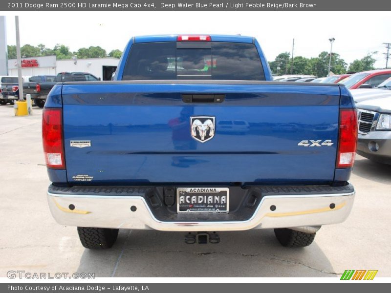 Deep Water Blue Pearl / Light Pebble Beige/Bark Brown 2011 Dodge Ram 2500 HD Laramie Mega Cab 4x4