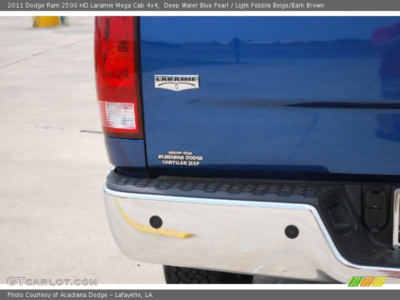 Deep Water Blue Pearl / Light Pebble Beige/Bark Brown 2011 Dodge Ram 2500 HD Laramie Mega Cab 4x4