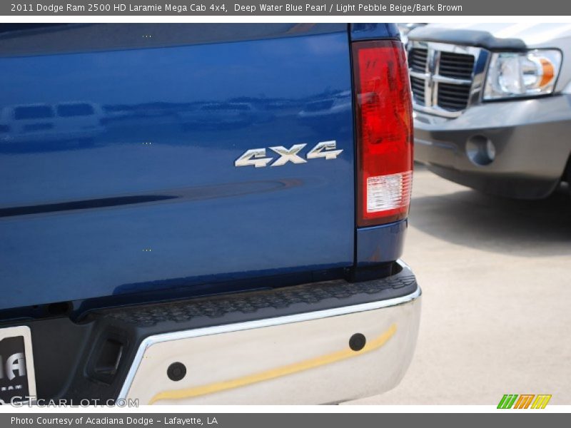 Deep Water Blue Pearl / Light Pebble Beige/Bark Brown 2011 Dodge Ram 2500 HD Laramie Mega Cab 4x4