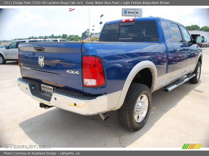 Deep Water Blue Pearl / Light Pebble Beige/Bark Brown 2011 Dodge Ram 2500 HD Laramie Mega Cab 4x4