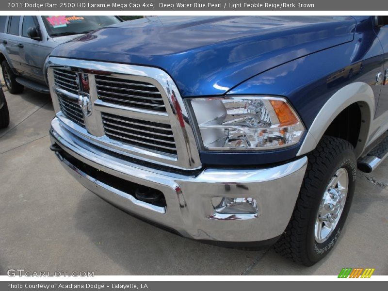 Deep Water Blue Pearl / Light Pebble Beige/Bark Brown 2011 Dodge Ram 2500 HD Laramie Mega Cab 4x4