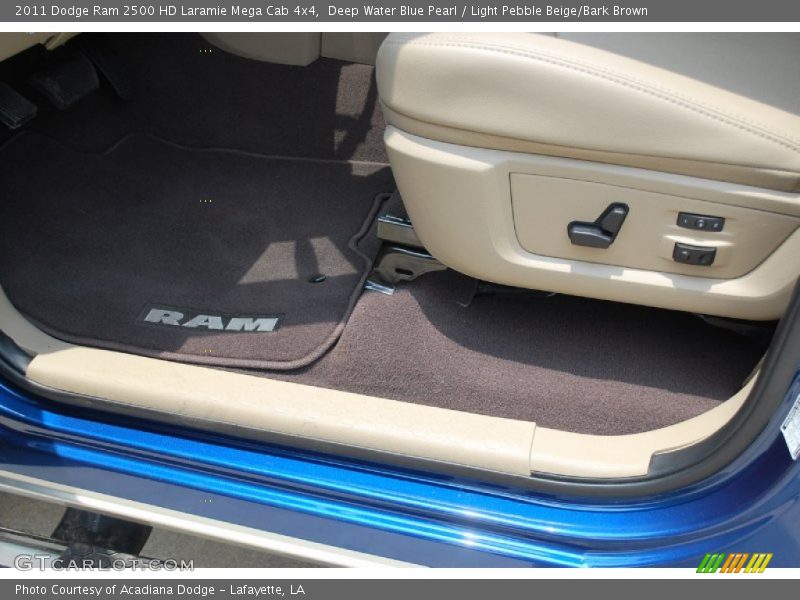 Deep Water Blue Pearl / Light Pebble Beige/Bark Brown 2011 Dodge Ram 2500 HD Laramie Mega Cab 4x4