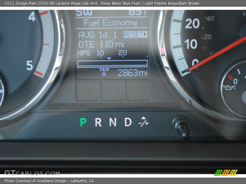 Deep Water Blue Pearl / Light Pebble Beige/Bark Brown 2011 Dodge Ram 2500 HD Laramie Mega Cab 4x4
