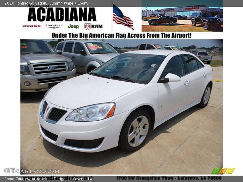 Summit White / Ebony 2010 Pontiac G6 Sedan