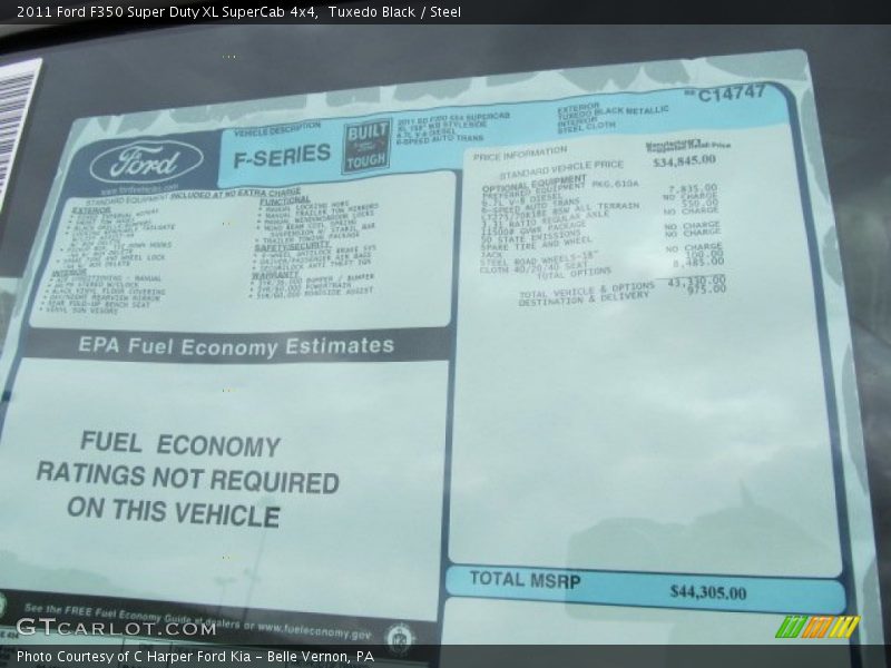  2011 F350 Super Duty XL SuperCab 4x4 Window Sticker