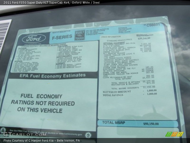  2011 F350 Super Duty XLT SuperCab 4x4 Window Sticker