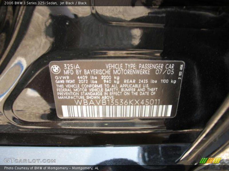 Jet Black / Black 2006 BMW 3 Series 325i Sedan