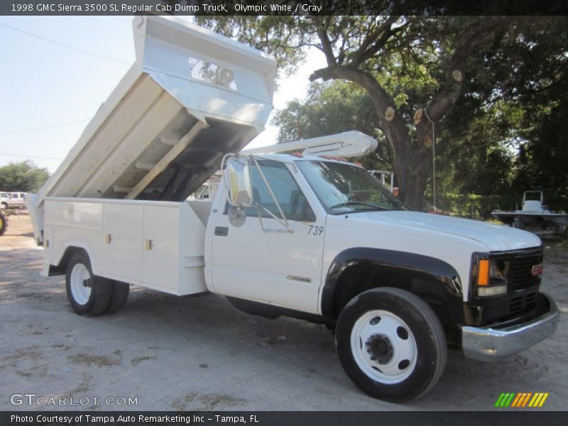 Olympic White / Gray 1998 GMC Sierra 3500 SL Regular Cab Dump Truck