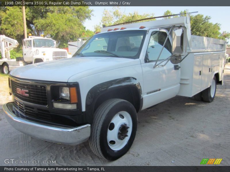 Front 3/4 View of 1998 Sierra 3500 SL Regular Cab Dump Truck