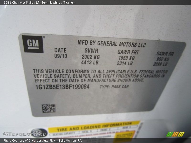 Summit White / Titanium 2011 Chevrolet Malibu LS