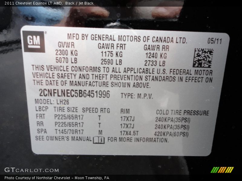 Black / Jet Black 2011 Chevrolet Equinox LT AWD