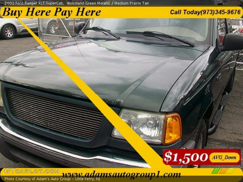 Woodland Green Metallic / Medium Prairie Tan 2001 Ford Ranger XLT SuperCab