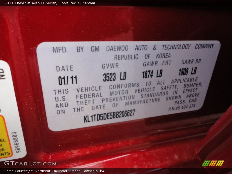 Sport Red / Charcoal 2011 Chevrolet Aveo LT Sedan