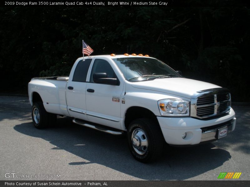 Bright White / Medium Slate Gray 2009 Dodge Ram 3500 Laramie Quad Cab 4x4 Dually