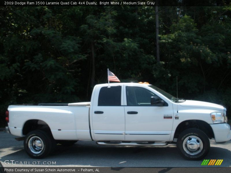 Bright White / Medium Slate Gray 2009 Dodge Ram 3500 Laramie Quad Cab 4x4 Dually