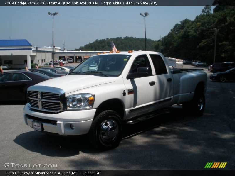 Bright White / Medium Slate Gray 2009 Dodge Ram 3500 Laramie Quad Cab 4x4 Dually