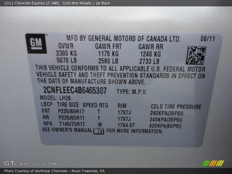 Gold Mist Metallic / Jet Black 2011 Chevrolet Equinox LT AWD