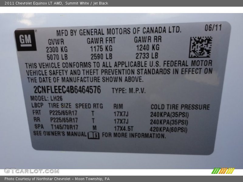 Summit White / Jet Black 2011 Chevrolet Equinox LT AWD