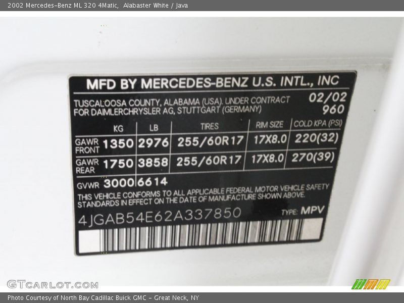 Alabaster White / Java 2002 Mercedes-Benz ML 320 4Matic