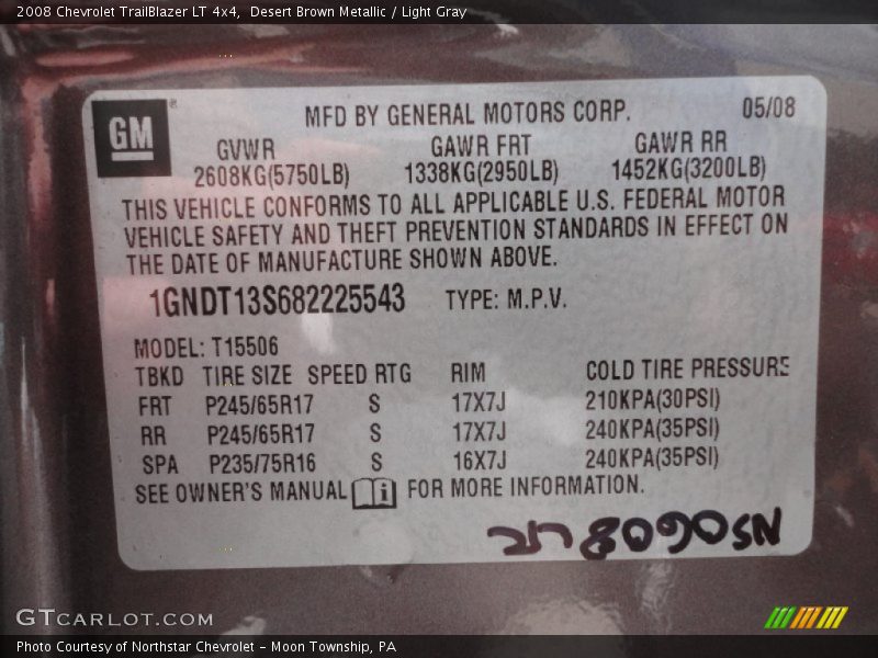 Desert Brown Metallic / Light Gray 2008 Chevrolet TrailBlazer LT 4x4