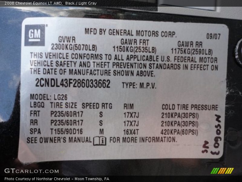 Black / Light Gray 2008 Chevrolet Equinox LT AWD