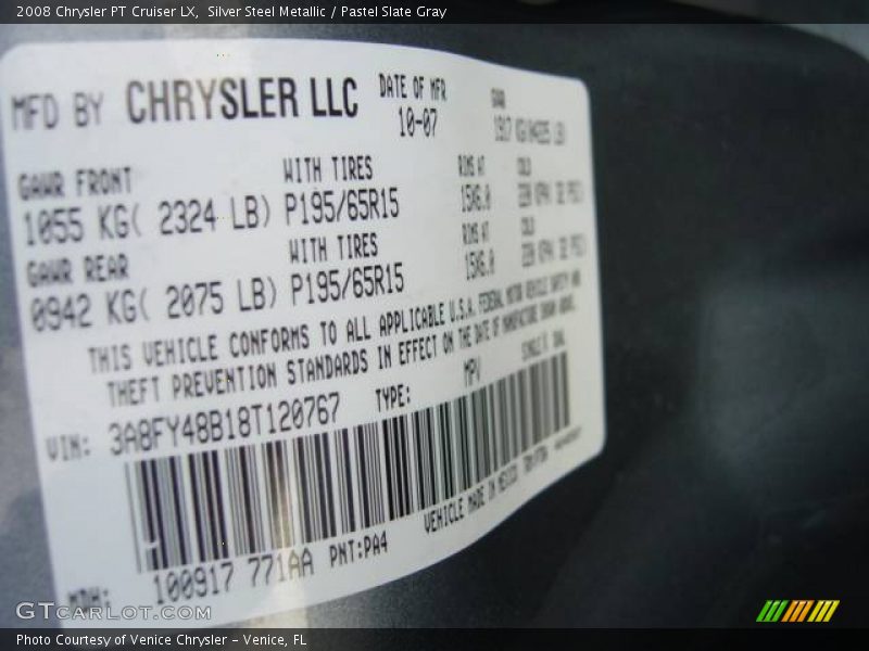 Silver Steel Metallic / Pastel Slate Gray 2008 Chrysler PT Cruiser LX